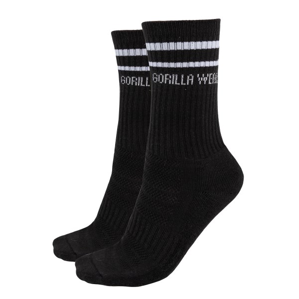 Gorilla Wear Crew Socks 2 Pack, 35-38, Musta