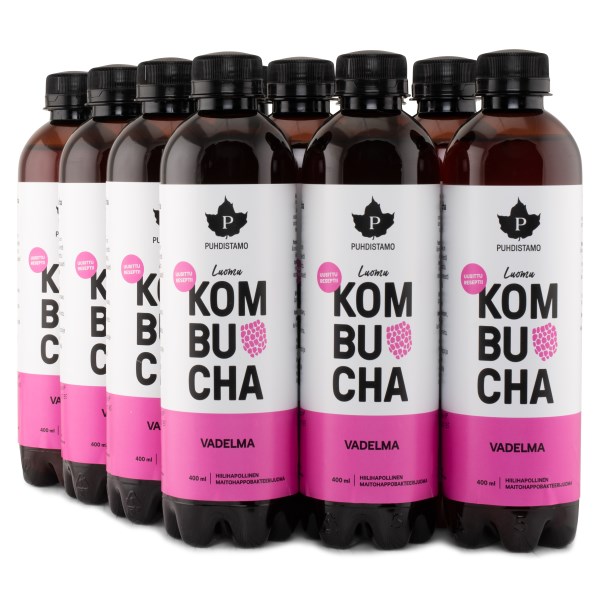 Puhdistamo Kombucha, Vadelma, 12-pack